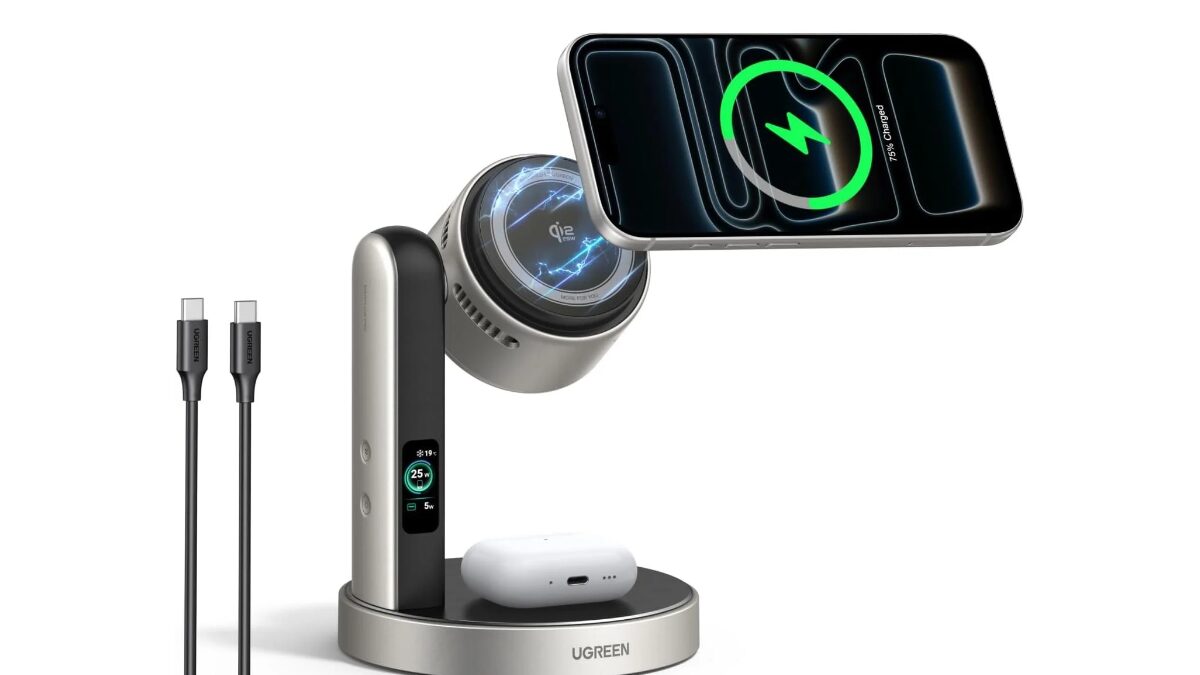 Ugreen выпустила Qi2-стойку с 25 Вт, охлаждением и дисплеем 4 UgreenQi2-стойка с дисплеем и зарядкой для телефона