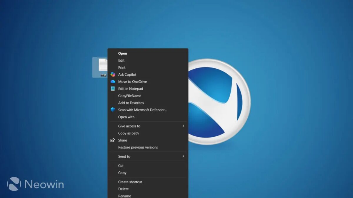 В новом меню Windows 11 пользовательские команды спрятали ещё глубже 2 Контекстное меню Windows 11 на рабочем столе Neowin