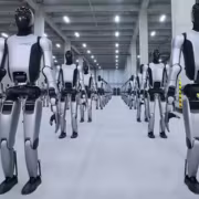 Гуманоидные роботы в большом зале поеду Roboter Tech