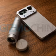 Бинокль и телефон на деревянном столе Vivo X300 FE