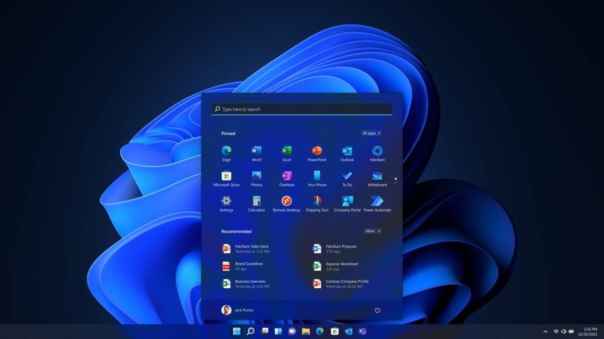 Пусковое меню Windows 11 с иконками приложений