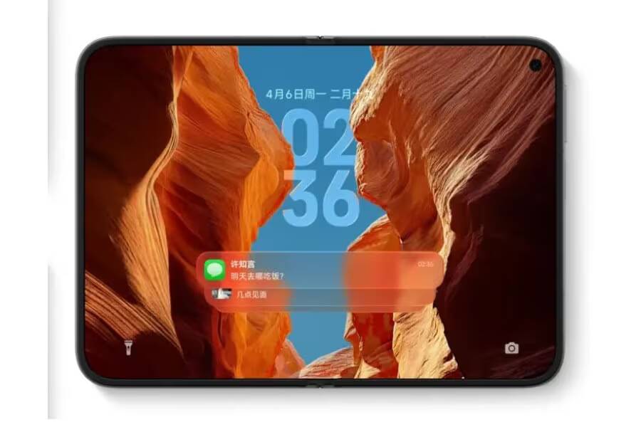 Складной смартфон Xiaomi Mix Fold 5 на экране с уведомлениями