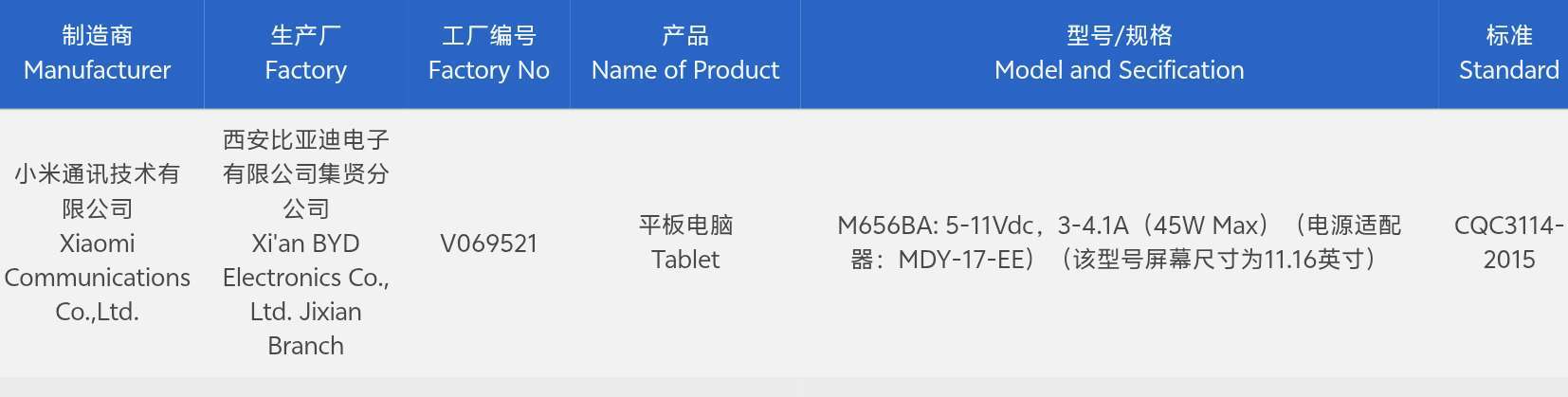 Xiaomi Pad 9 получит 11,2-дюймовый экран, 9720 мА·ч и чип Snapdragon 8-й серии