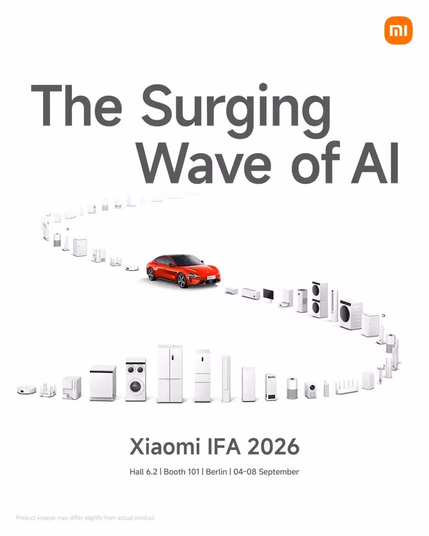 Xiaomi впервые выйдет на IFA 2026 с экосистемой Human × Car × Home 4 Xiaomi IFA 2026 презентация с изображением автомобиля и устройств