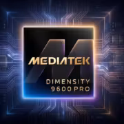Логотип MediaTek Dimensity 9600 Pro с графическими линиями
