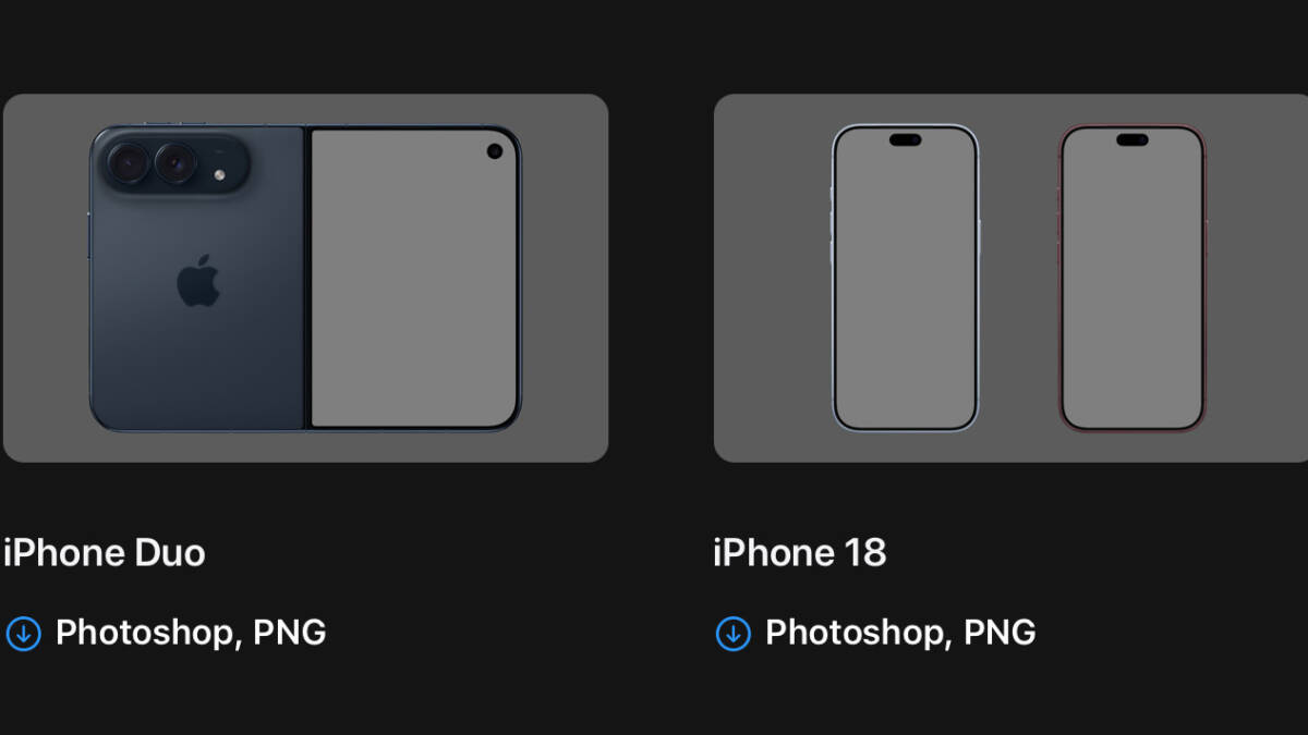 Рендеры iPhone Duo и iPhone 18 на тёмном фоне