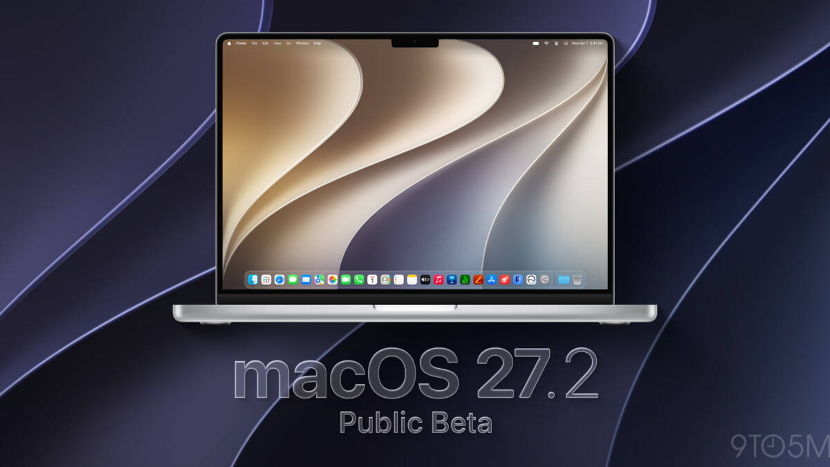 Apple выпустила публичную бету macOS 27.2 Golden Gate с новыми языками Siri 1 Модель ноутбука с экраном и иконками приложений