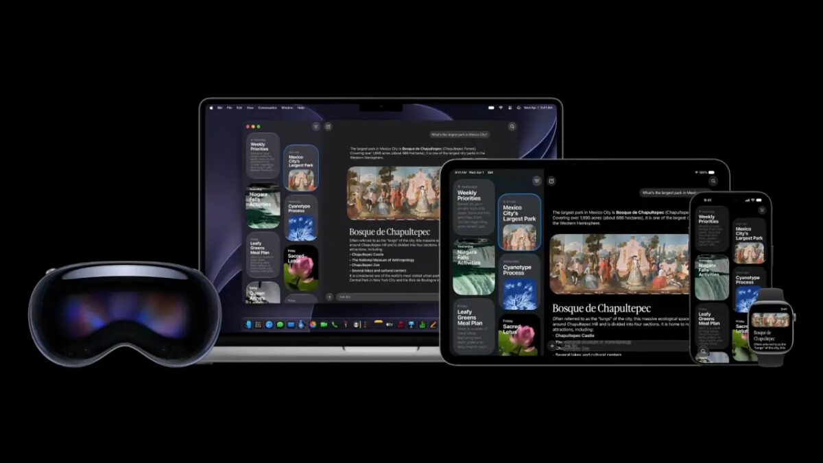Apple выпустит iOS 27 и другие обновления 14 сентября 2 Apple iPad, iPhone, Apple Watch и виртуальные очки, демонстрирующие обновления