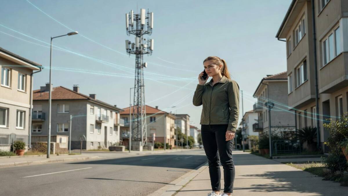 женщина на телефонной улице в жилом районе Билайну