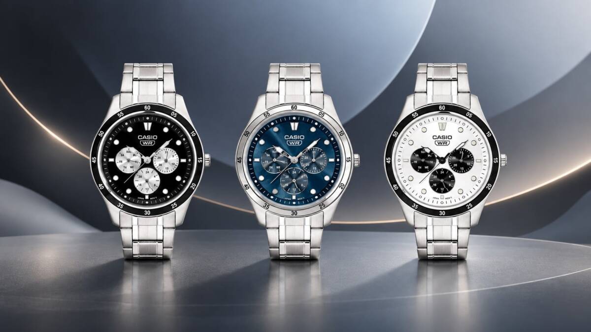 Casio выпустила в Индии 3 стальные модели часов MTP-SN4KD за ₹4 995 4 Три стальных мужских часов Casio MTP-SN4KD