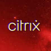 Логотип Citrix на красном фоне с звёздами и космическим эффектом