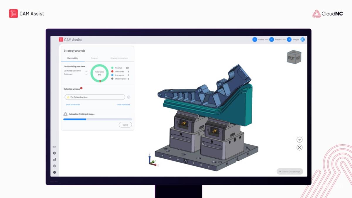 Оценка стратегии CAM Assist системы CloudNC для автоматизации обработки деталей