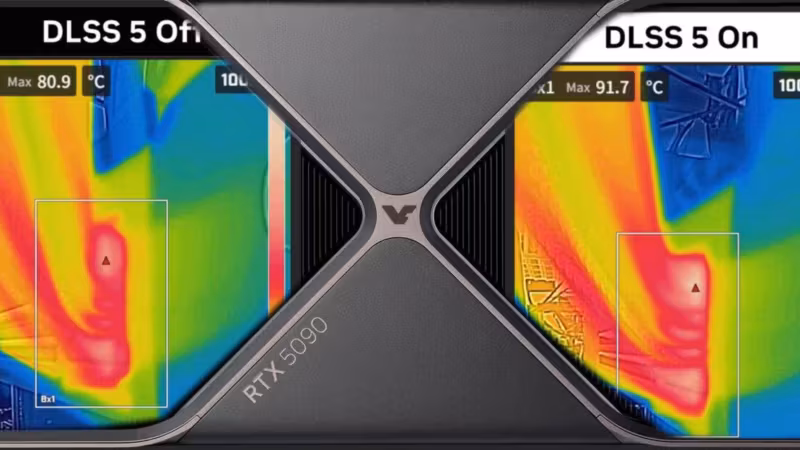 Тепловые карты GPU RTX 5090 с DLSS 5 показывают показатели температуры