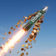 Ракета с надписью DDR5 и монетами