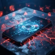 Смартфон с технологической цифровой графикой безопасности Android-устройства