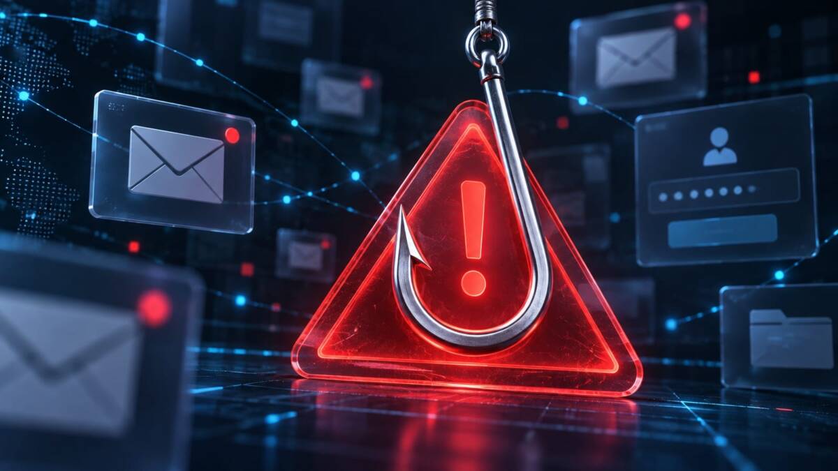Предупреждающий знак с рычагой в виде крючка и лупой Microsoft EvilTokens