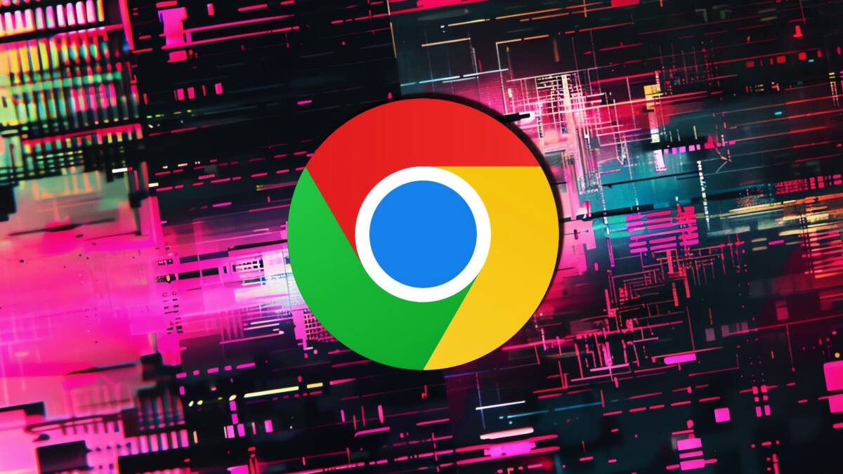 Логотип Google Chrome на фоне яркого цифрового интерфейса