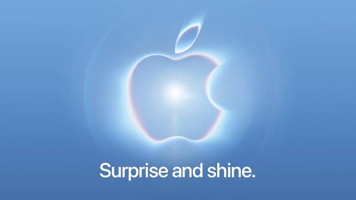 Логотип Apple с эффектом сияния и бликами iPhone Ultra