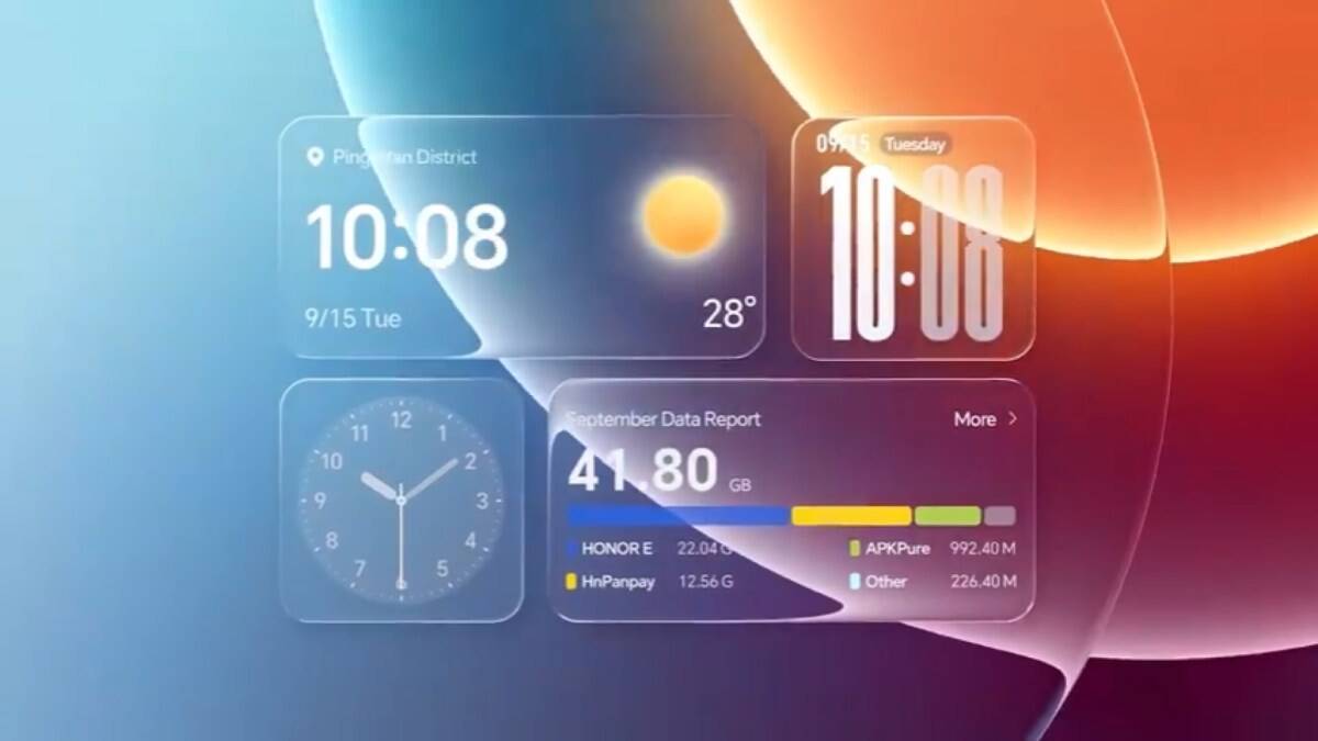 Honor представила MagicOS 11 с дизайном liquid glass и ИИ на 100 шагов 2 Интерфейс MagicOS 11 на смартфоне Honor с графическими элементами
