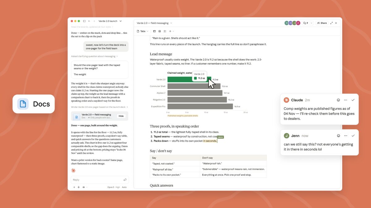 Рабочий стол с документами Google Docs Google Slides и чатом Claude