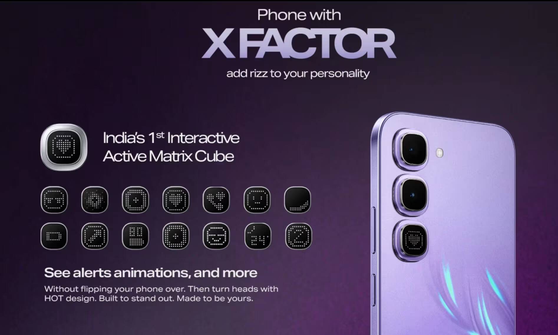 Реклама смартфона Infinix Hot 70 Pro с активной матрицей куба