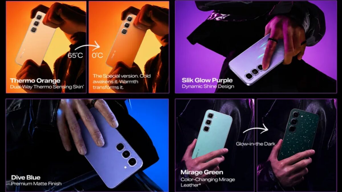 Цветные задние панели телефонов Infinix Hot 70 Pro с разными эффектами