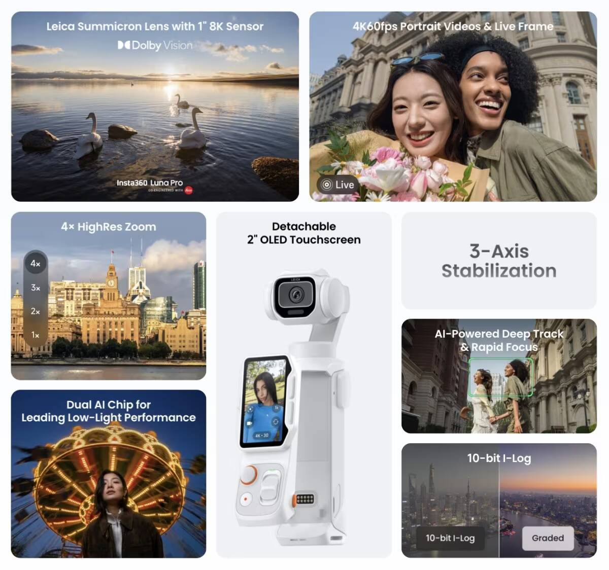 Двухдюймовый OLED дисплей и кнопки камеры Insta360 Luna Pro
