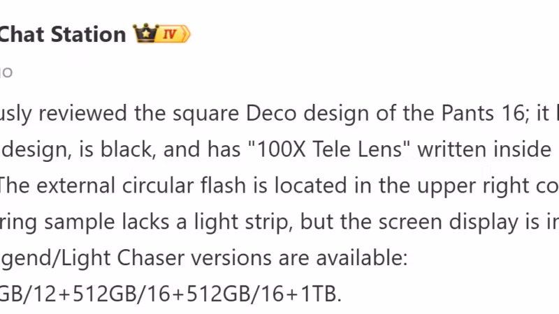 Описание square Deco дизайн Pants 16 и 100X Tele Lens