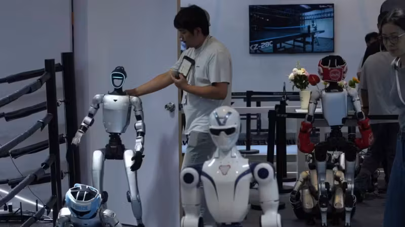 Гуманоидные роботы на выставке китайского IPO robots