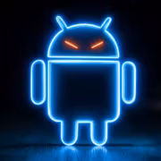 Mantax Otax шифрует файлы, крадет данные и донимает жертв 2 Неоновый логотип Android с хитрыми глазами Mantax Otax