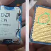 Материнская плата Asus лишила Ryzen 9 9950X3D и Ryzen 5 8500G загрузки 1 Процессор AMD Ryzen 9 9950X3D с поврежденной крышкой