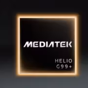 MediaTek представила Helio G99+ с поддержкой LPDDR5X 2 Технический чип с логотипом медиатек и моделью Helio G99+