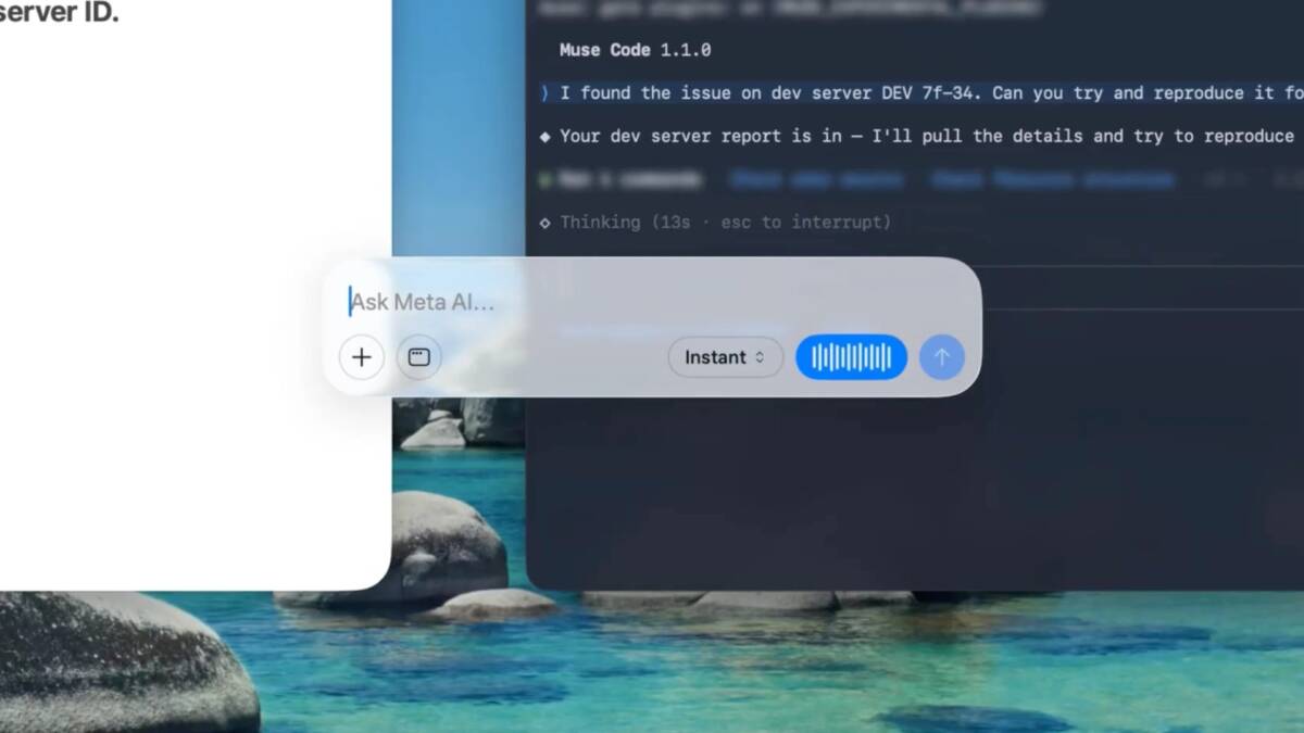 Панель чата Meta* Muse Voice Transcribe Mac Airpods