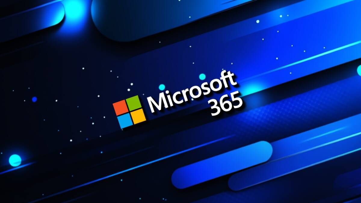 Логотип Microsoft 365 на синем фоне с линиями и точками