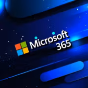 Логотип Microsoft 365 на синем фоне с линиями и точками