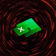 Зеленый значок Excel на фоне красных линий и кругов обновление KB5002914