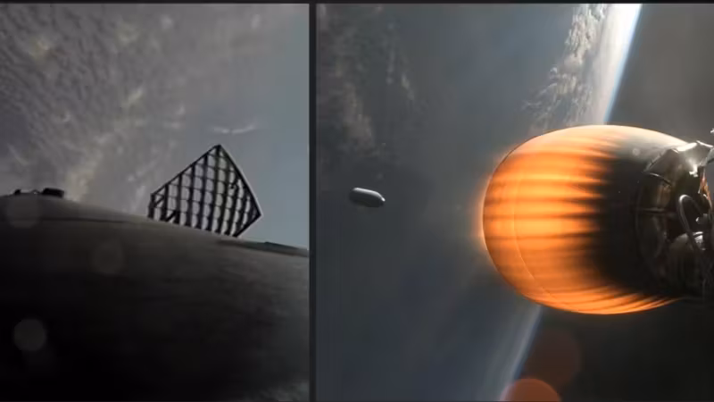 Обтекатель Falcon 9 во время запуска в космосе