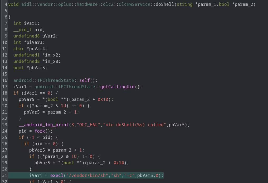 Обычный APK получил root-доступ на OnePlus 15 без разрешений 2 Код C++ для команды doShell на OnePlus 15