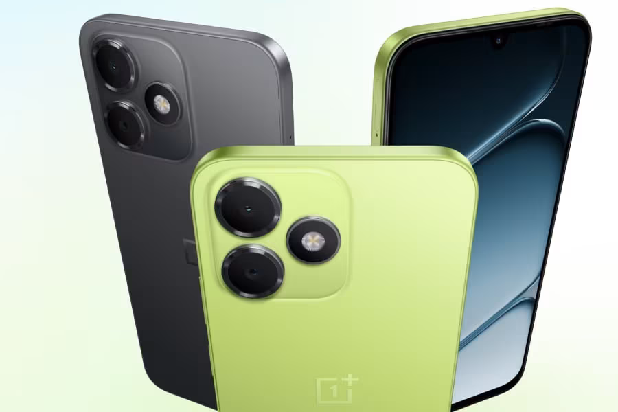 Два смартфона OnePlus N6 Lite зеленый и серый с камерами