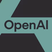 Логотип OpenAI на темном фоне с зеленой полосой