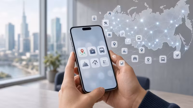 Планшет и смартфон с приложениями в офисе