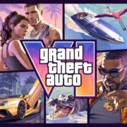 Обложка GTA VI с фигуркой аллигатора и рюмкой