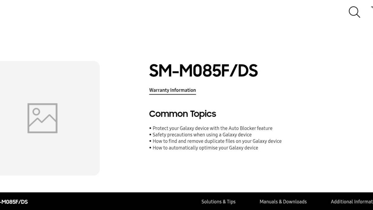 Обзор документа Samsung Galaxy M08 и F08 на сайте поддержки