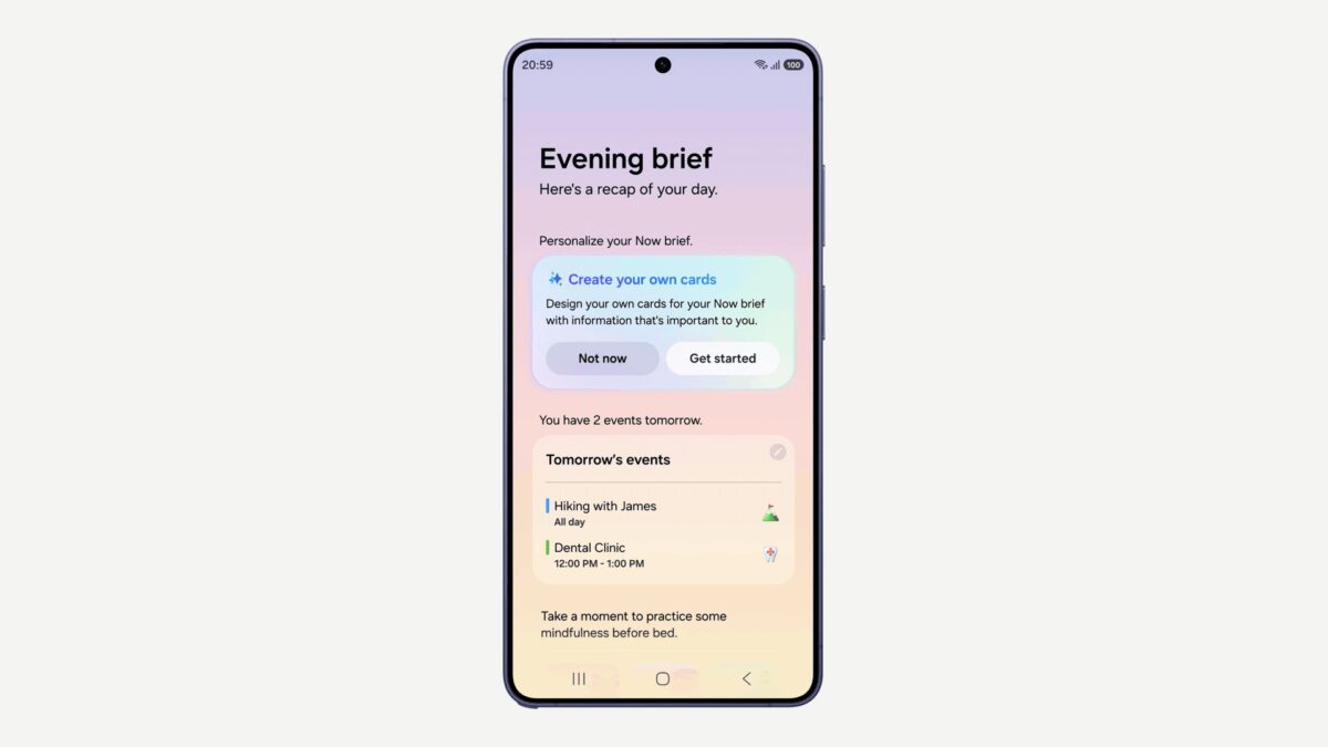 Экран смартфона Samsung Galaxy S25 с интерфейсом One UI 9