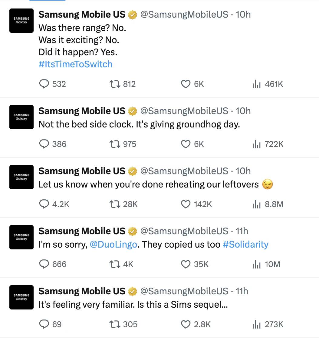 Твит с шуткой Samsung о складном iPhone