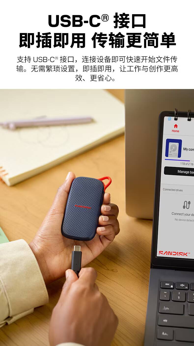 Портативный SSD SanDisk E31 с кабелем