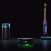 Dyson V15 Detect, Dyson Pure Cool, Dyson V12 Slim, Dyson V12 Detect, Dyson V12 Detect Slim на фоне черного фона