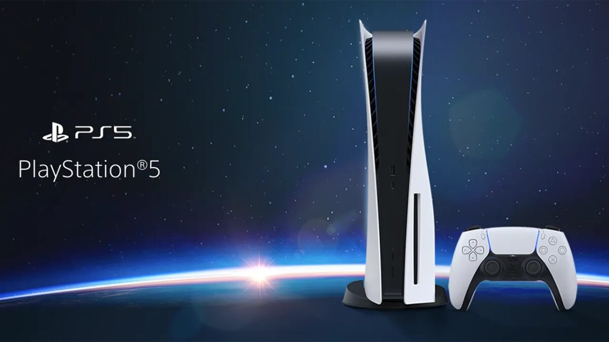PlayStation 5 и геймпад на фоне космоса