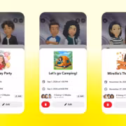 Экран приложения Snapchat с планированием встреч, три события на смартфоне