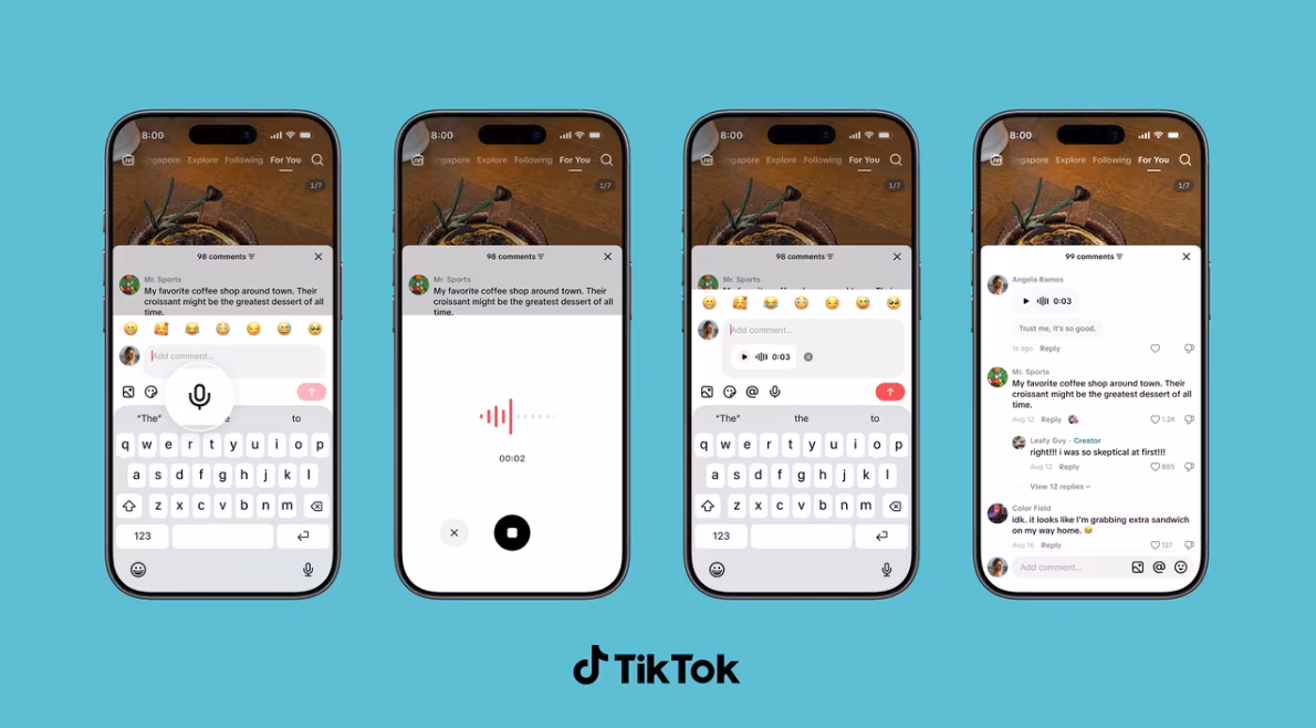 TikTok добавил голосовые комментарии, опросы и фото в обсуждениях роликов